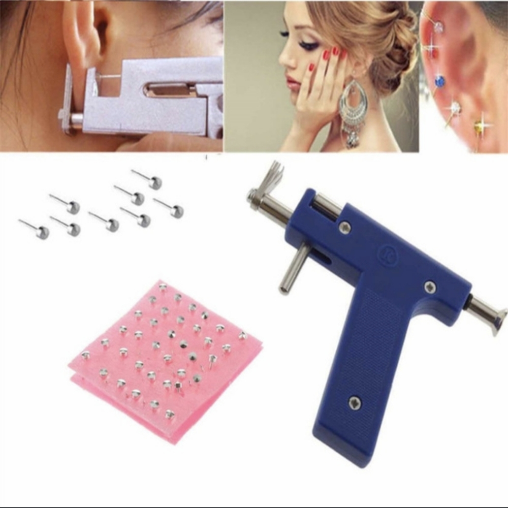 New! Professional steel ear and body piercing gun 72pcs studs kit set